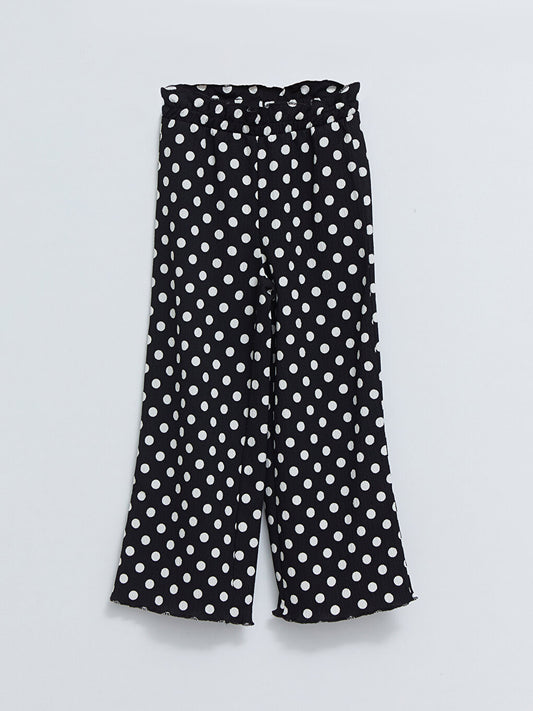 Polka Dot Girls' Trousers with Elastic Waist