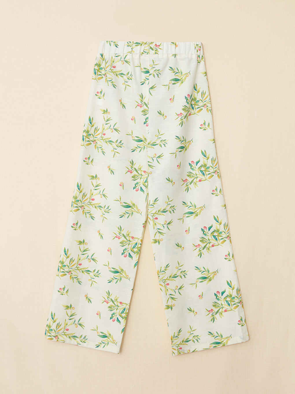 Patterned Organic Cotton Girls Trousers with Elastic Waist