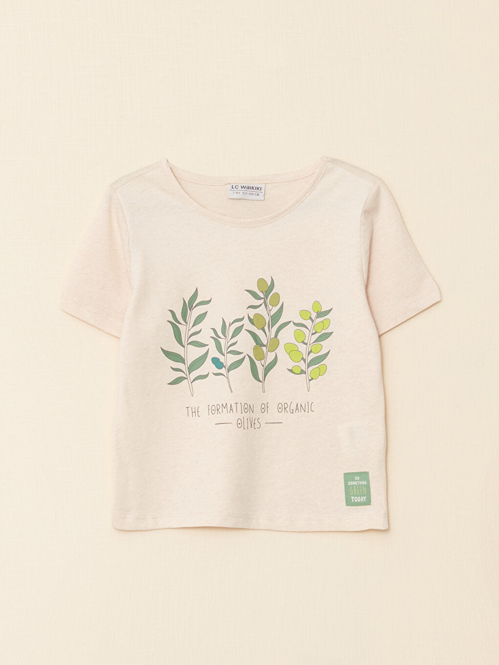 Crew Neck Printed Short Sleeve Cotton Girls' T-Shirt