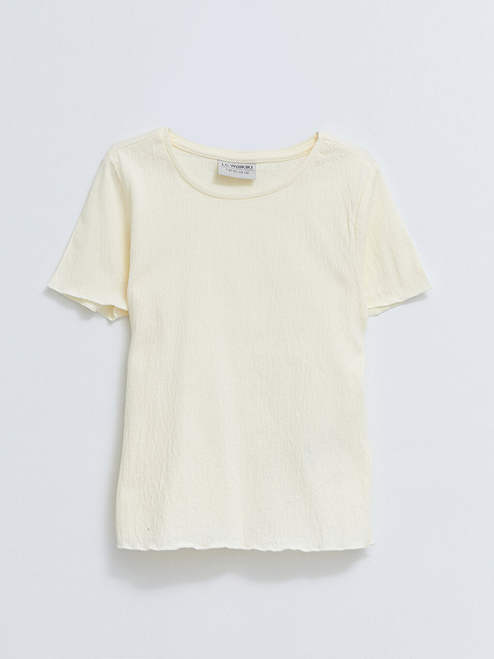 Crew Neck Basic Short Sleeve Girl's Blouse