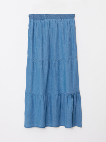 Women's Elastic Waist Straight Jean Skirt