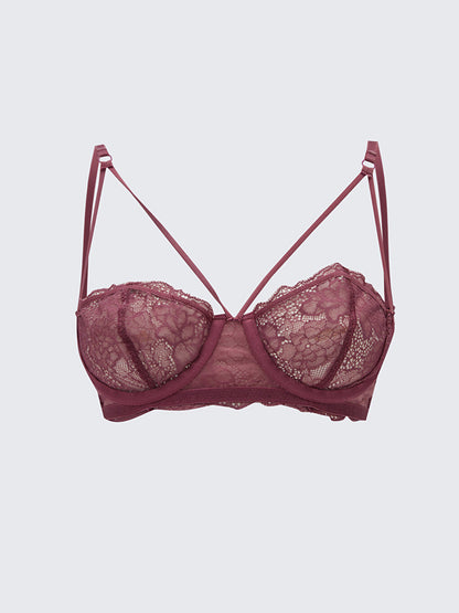 Underwire Unpadded Lace Balconette Bra