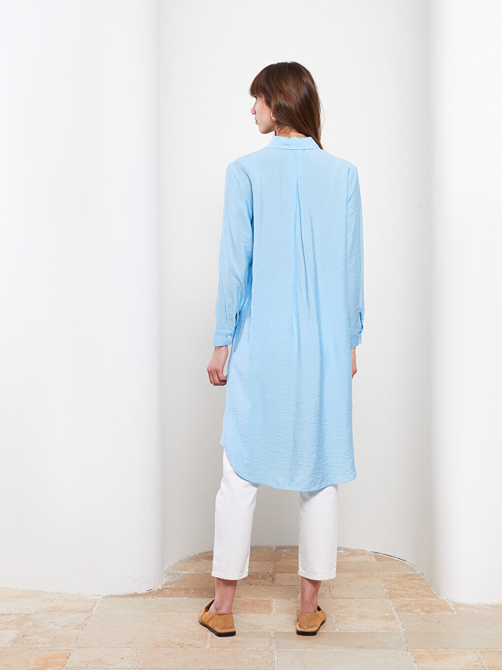 Plain Long Sleeve Women's Shirt Tunic