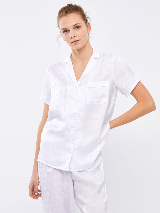 Shirt Collar Self-Patterned Short Sleeve Women's Pajama Set