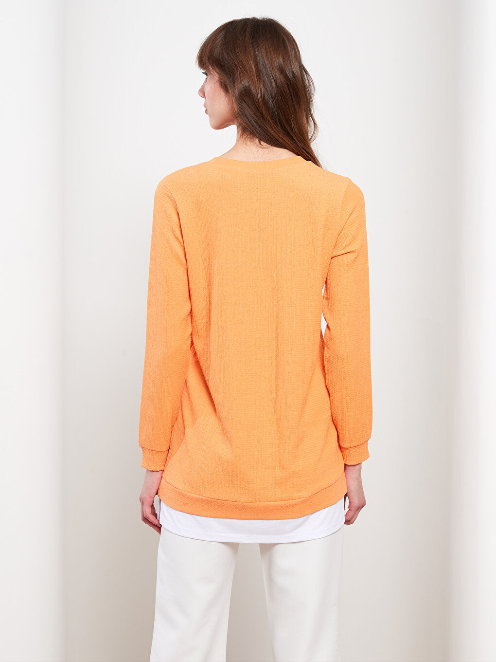 Crew Neck Plain Long Sleeve Women's Tunic