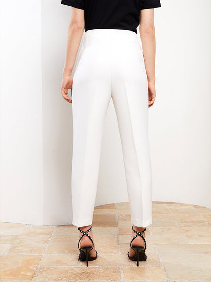 Women's High Waist Standard Fit Straight Trousers