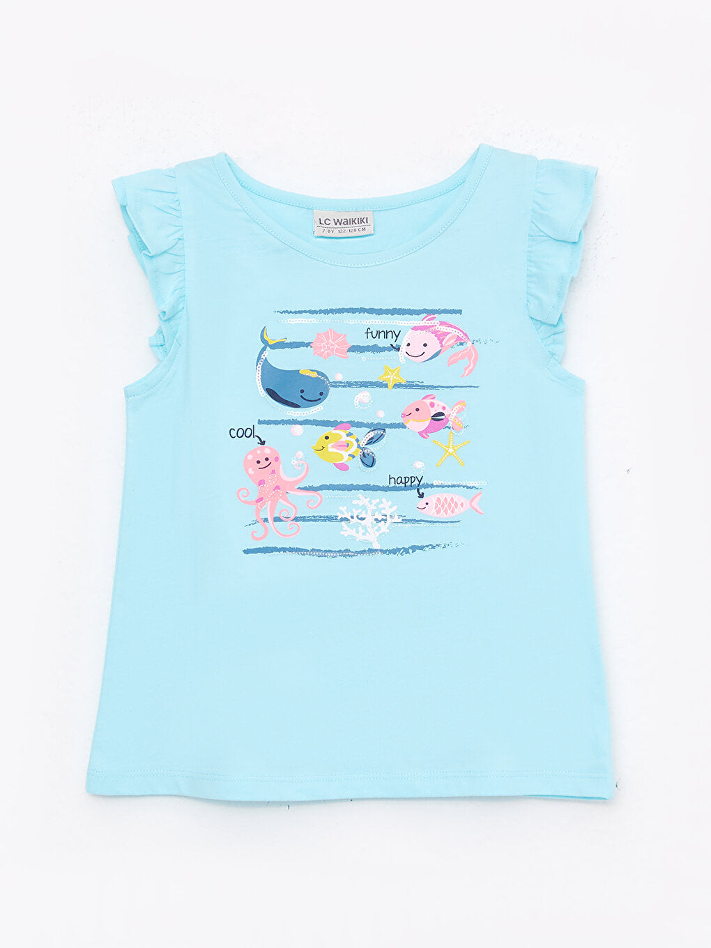 Crew Neck Printed Cotton Girl's Undershirt