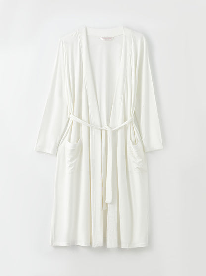 Shawl Collar Plain Long Sleeve Maternity Dressing Gown