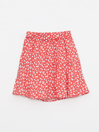 Patterned Viscose Girl's Shorts Skirt