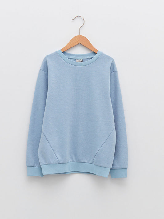 Crew Neck Basic Long Sleeve Boy's Sweatshirt