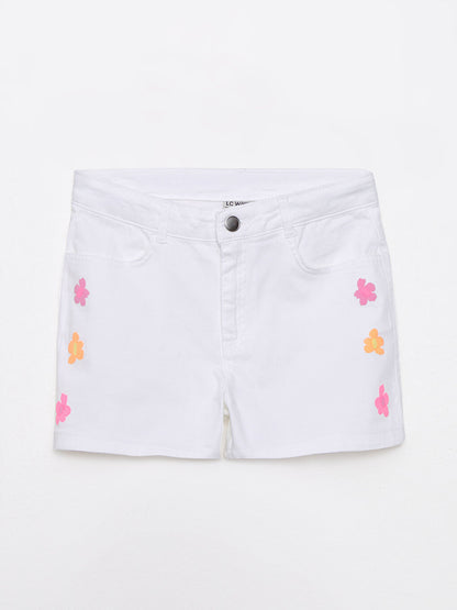 Printed Gabardine Girls' Shorts