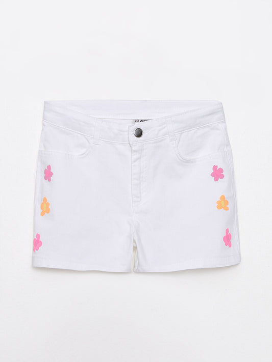 Printed Gabardine Girls' Shorts