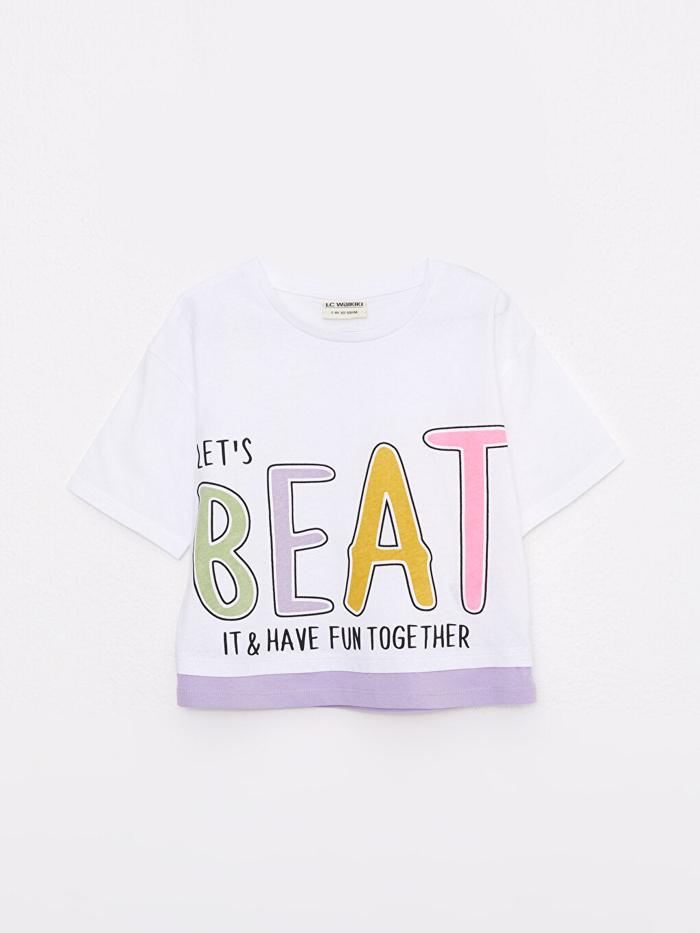 Crew Neck Printed Short Sleeve Cotton Girls' T-Shirt