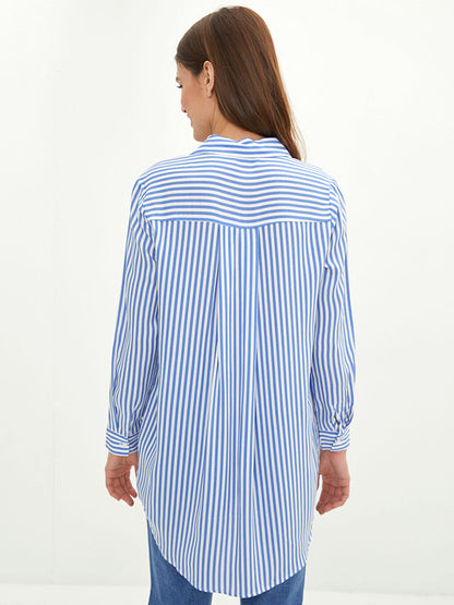 Striped Long Sleeve Viscose Women's Shirt Tunic