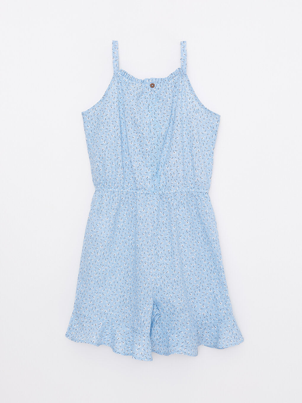 Crew Neck Patterned Strappy Girl's Jumpsuit