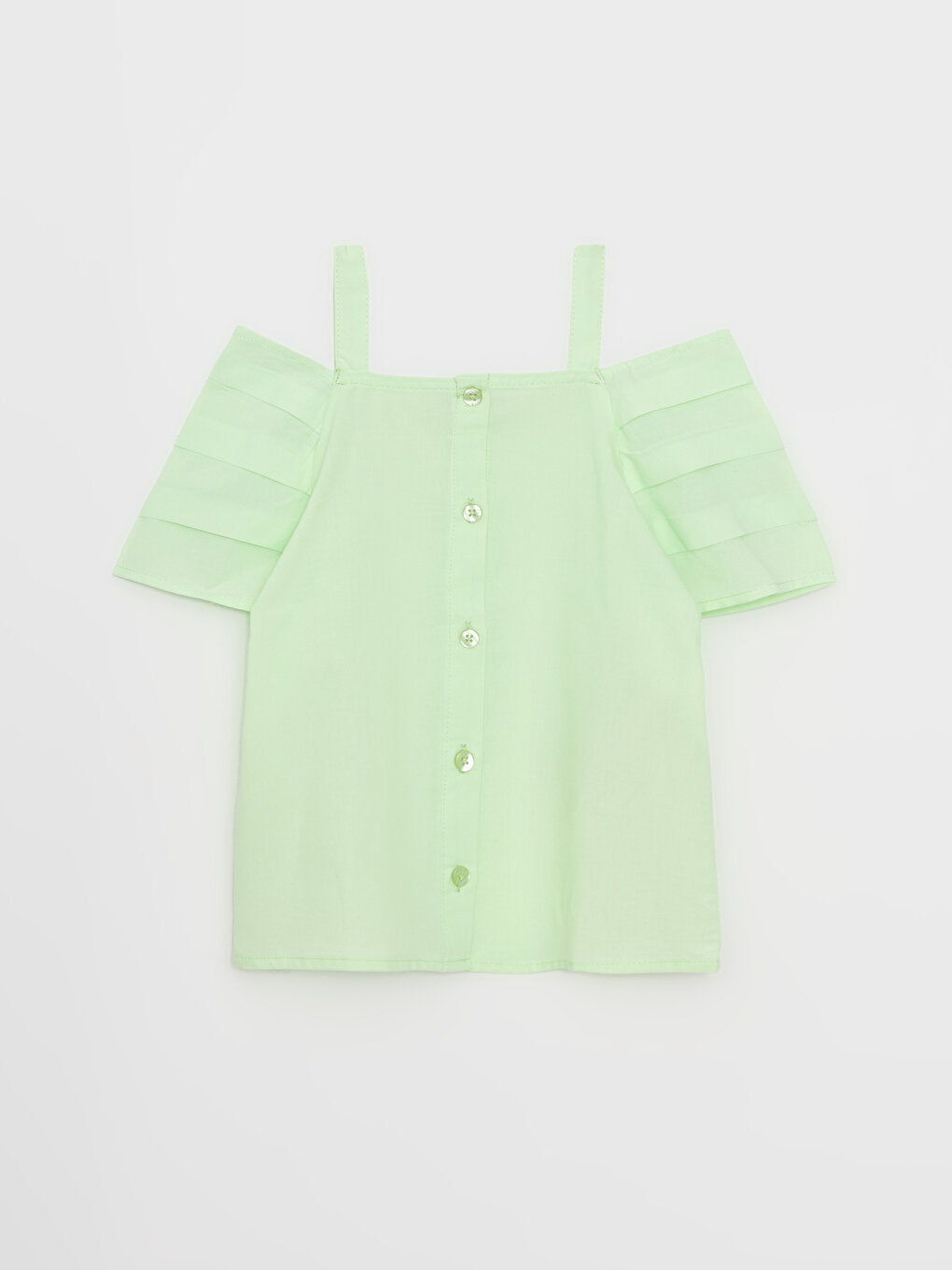 Boat Neck Basic Short Sleeve Poplin Girl's Blouse