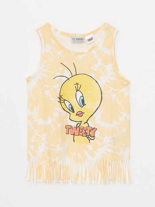 Crew Neck Tweety Printed Cotton Girl's Undershirt