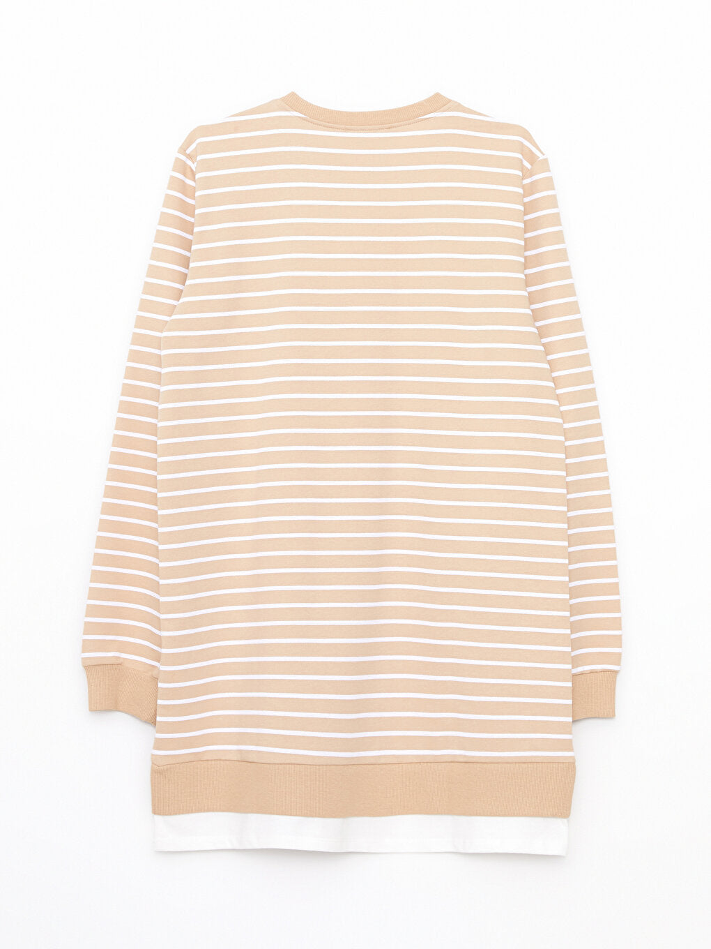 Crew Neck Striped Long Sleeve Women's Sweatshirt Tunic