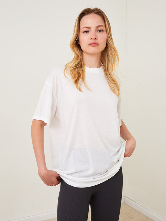 Crew Neck Plain Short Sleeve Women's Pajama Top