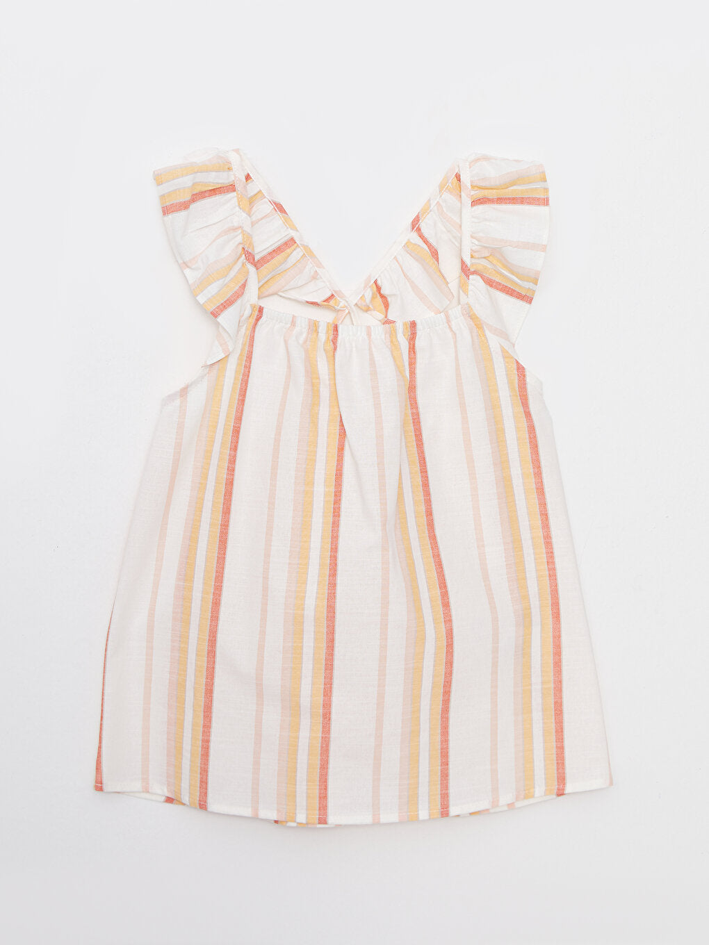 Boat Neck Striped Cotton Girl's Blouse