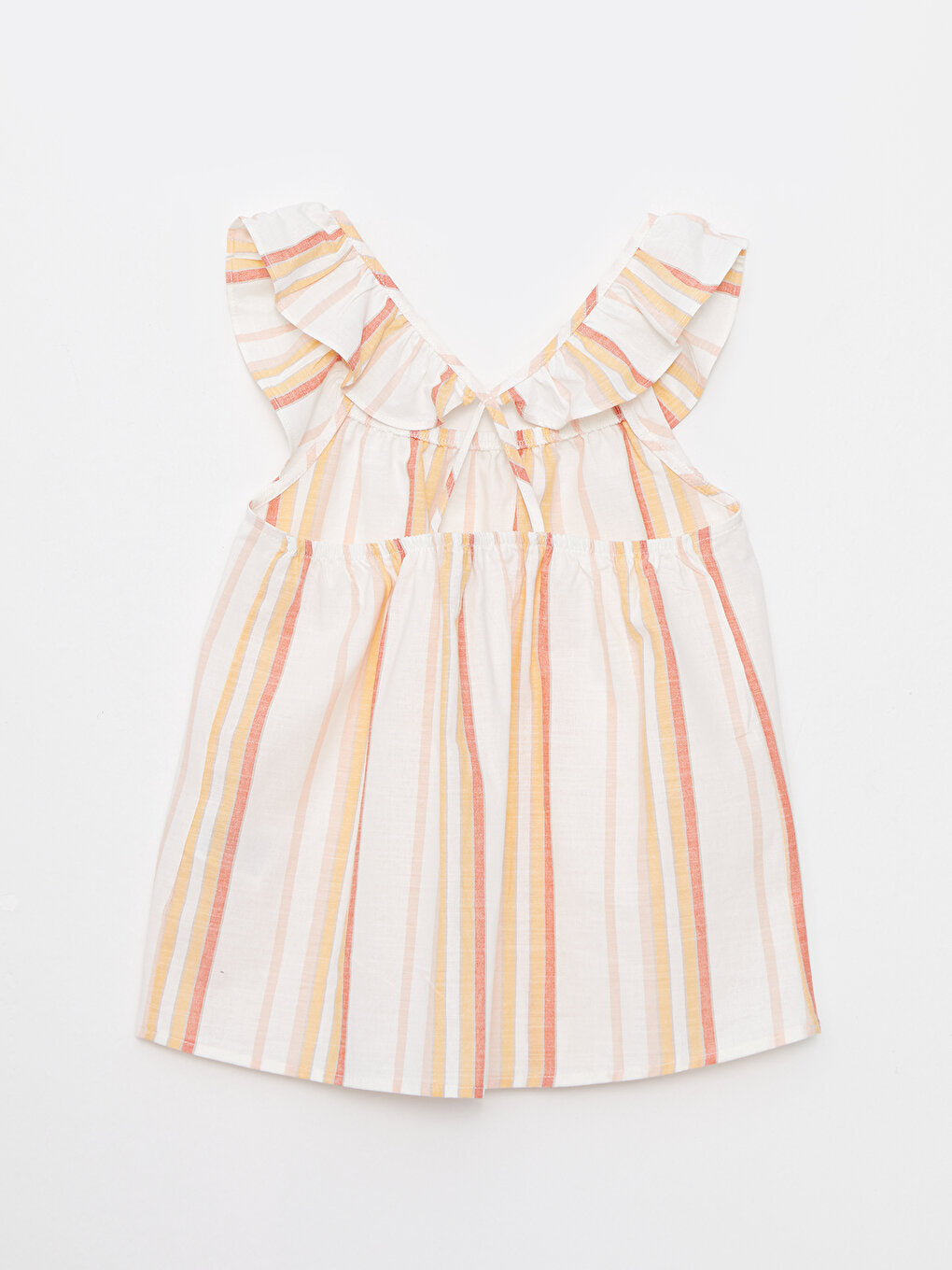 Boat Neck Striped Cotton Girl's Blouse