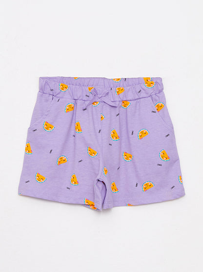 Printed Girls Shorts with Elastic Waist, 2-pack