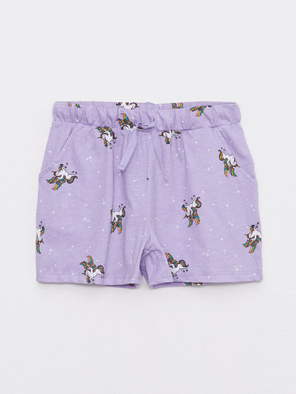 Printed Girls' Shorts with Elastic Waist, 2-pack