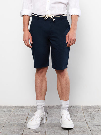 Slim Fit Belted Men's Shorts