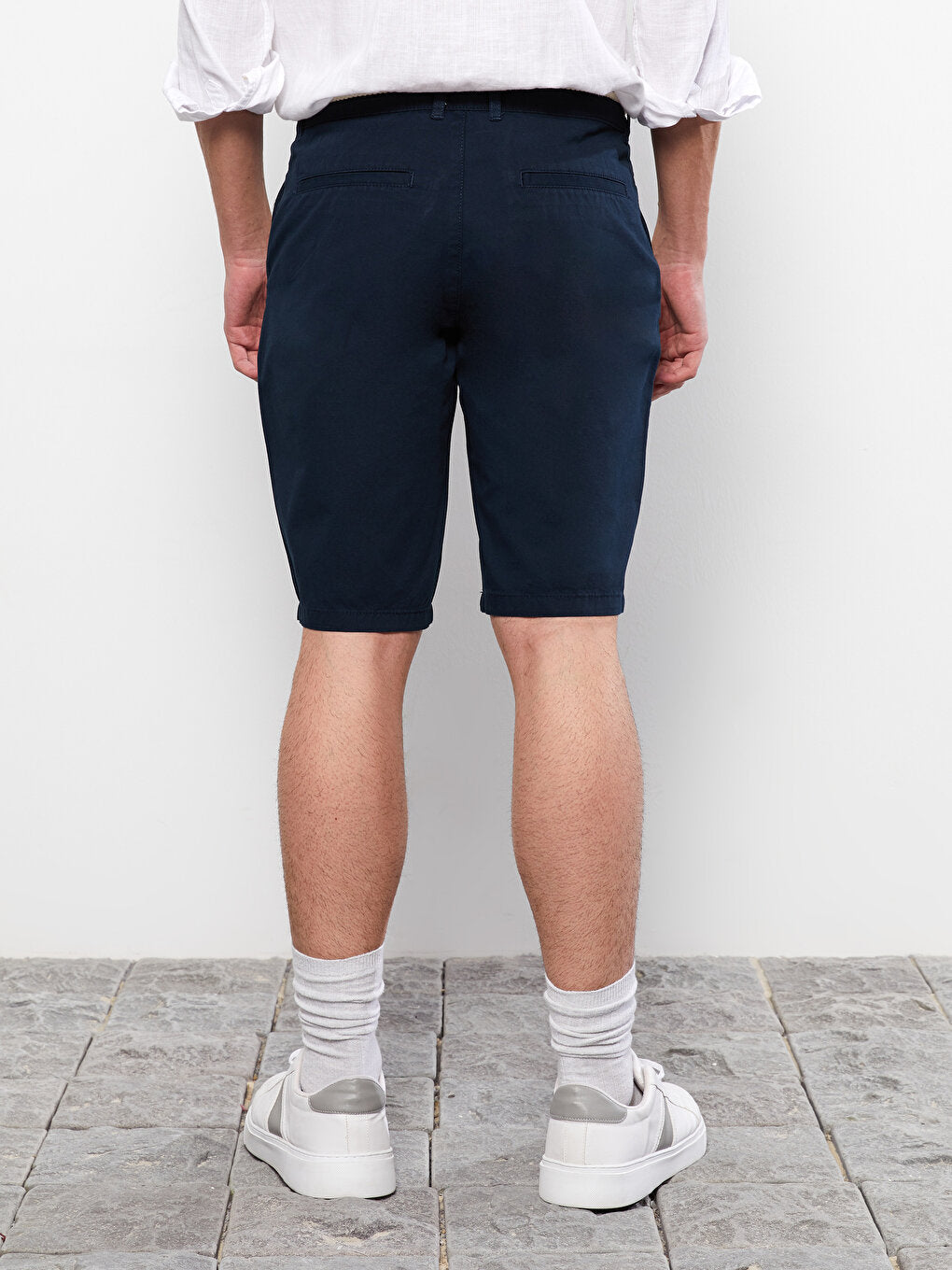 Slim Fit Belted Men's Shorts