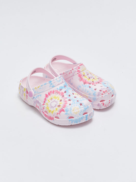 Girls' Beach Sandals with Printed Buckle Detail