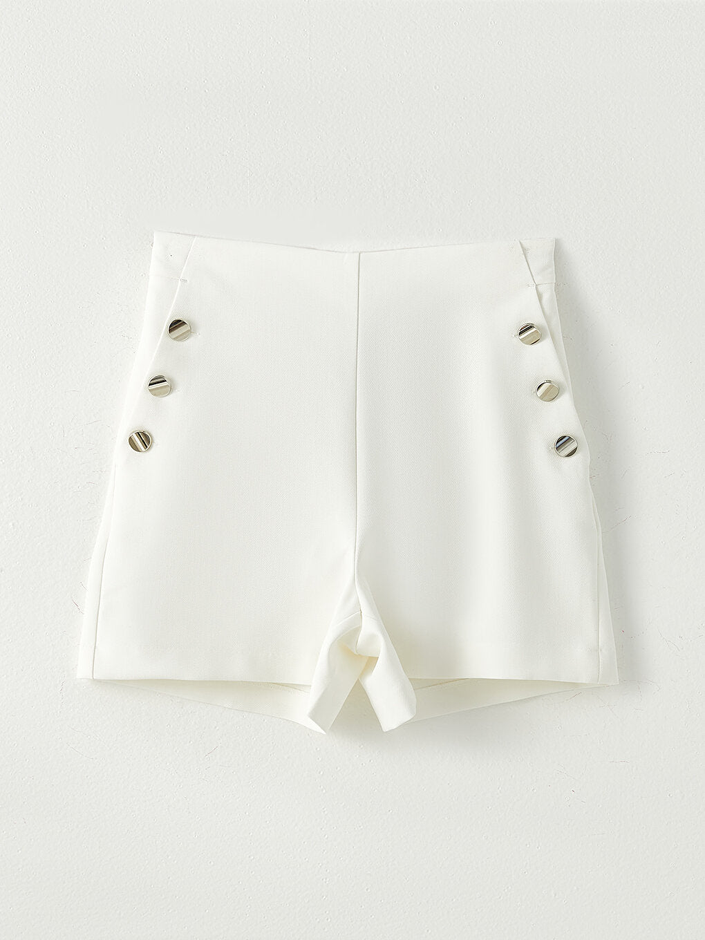 Women's Shorts with Zipper Waist and Plain Applique Detail