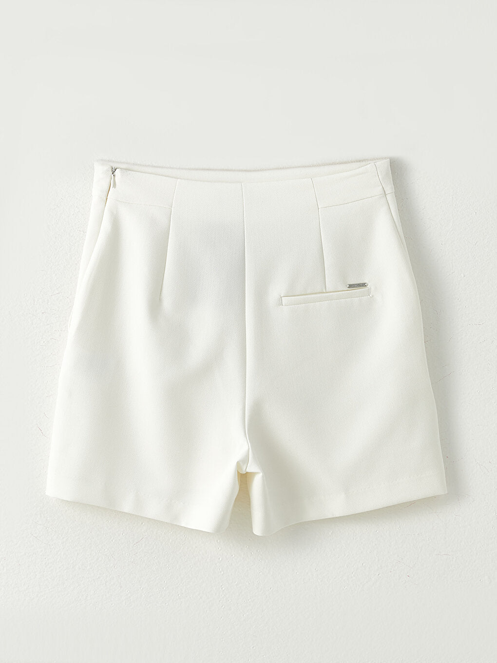 Women's Shorts with Zipper Waist and Plain Applique Detail