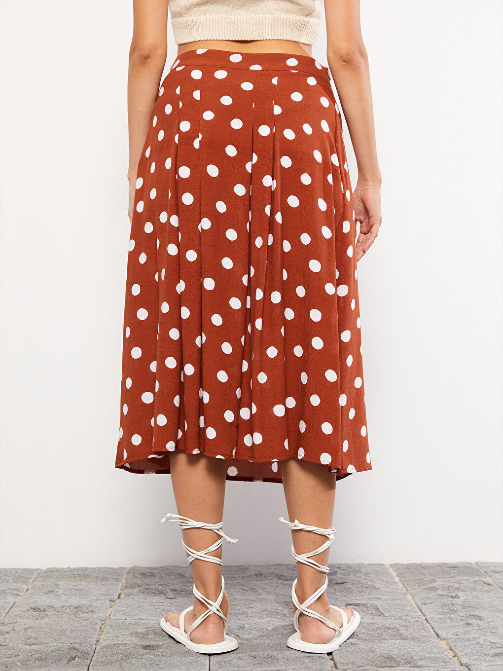 Polka Dot Viscose Women's Skirt with Zipper Waist