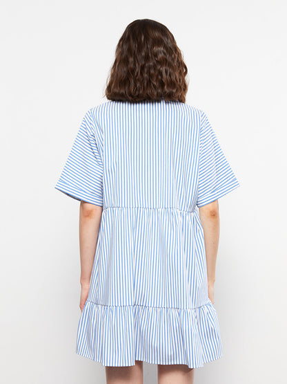 Striped Short Sleeve Poplin Women's Shirt Dress