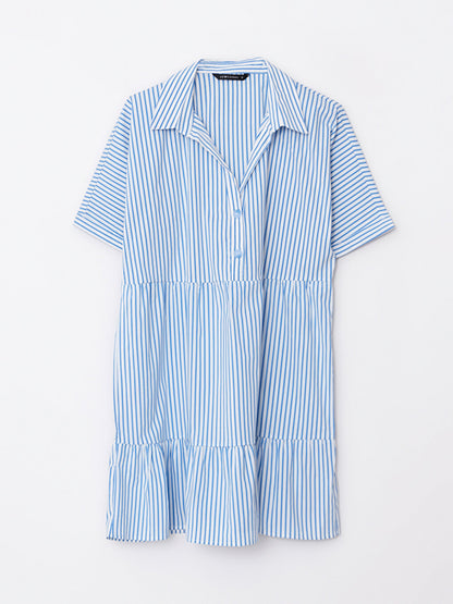 Striped Short Sleeve Poplin Women's Shirt Dress