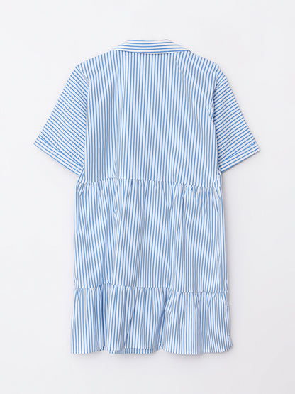 Striped Short Sleeve Poplin Women's Shirt Dress