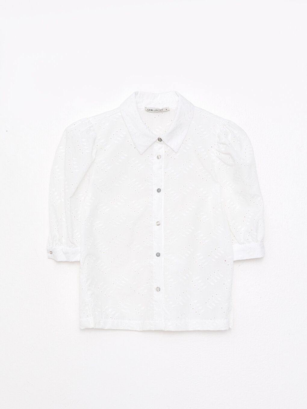 Front Button Closure Embroidered Short Sleeve Women's Shirt