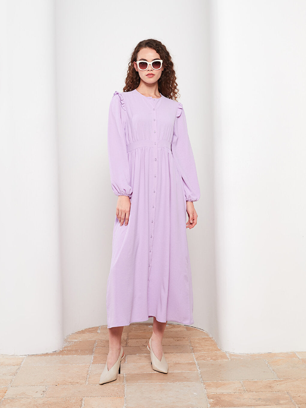 Crew Neck Straight Long Sleeve Women's Shirt Dress