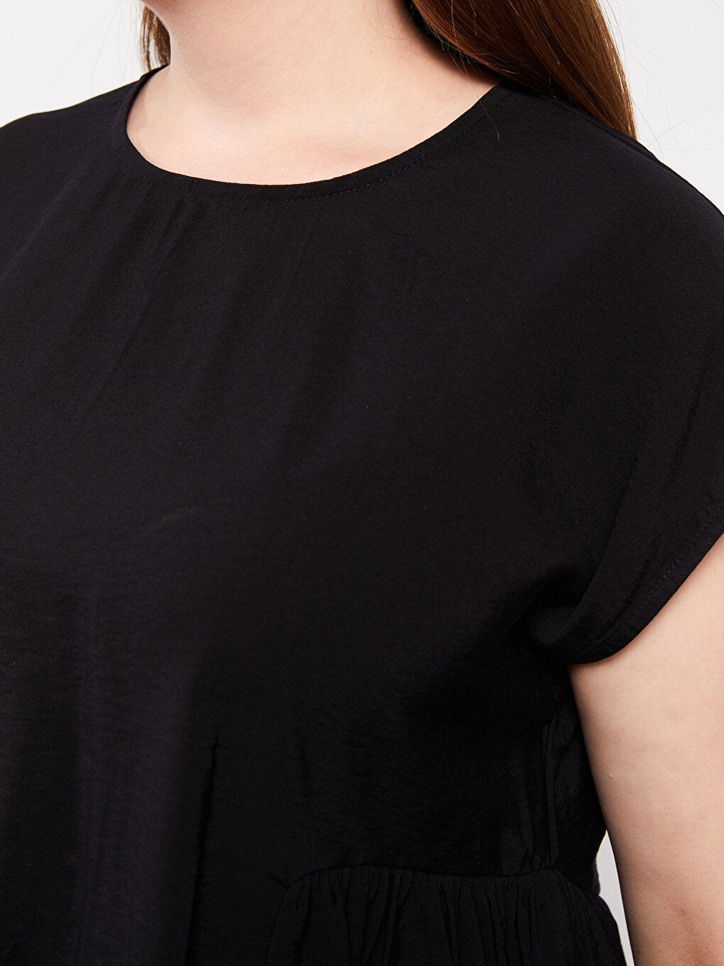 Plus Size Crew Neck Plain Short Sleeve Women's Blouse