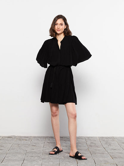 Crew Neck Plain Viscose Women's Dress