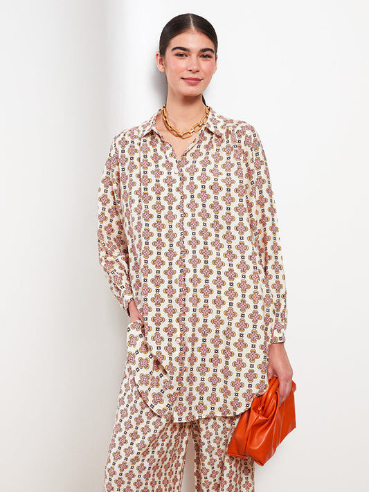 Patterned Long Sleeve Women's Shirt Tunic