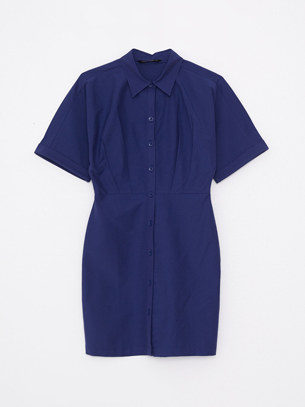 Shirt Collar Plain Short Sleeve Poplin Women's Dress