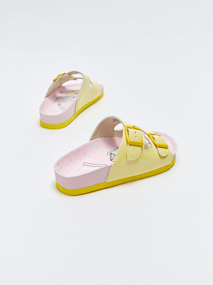 Girls' Slippers with Double Band Buckle Detail