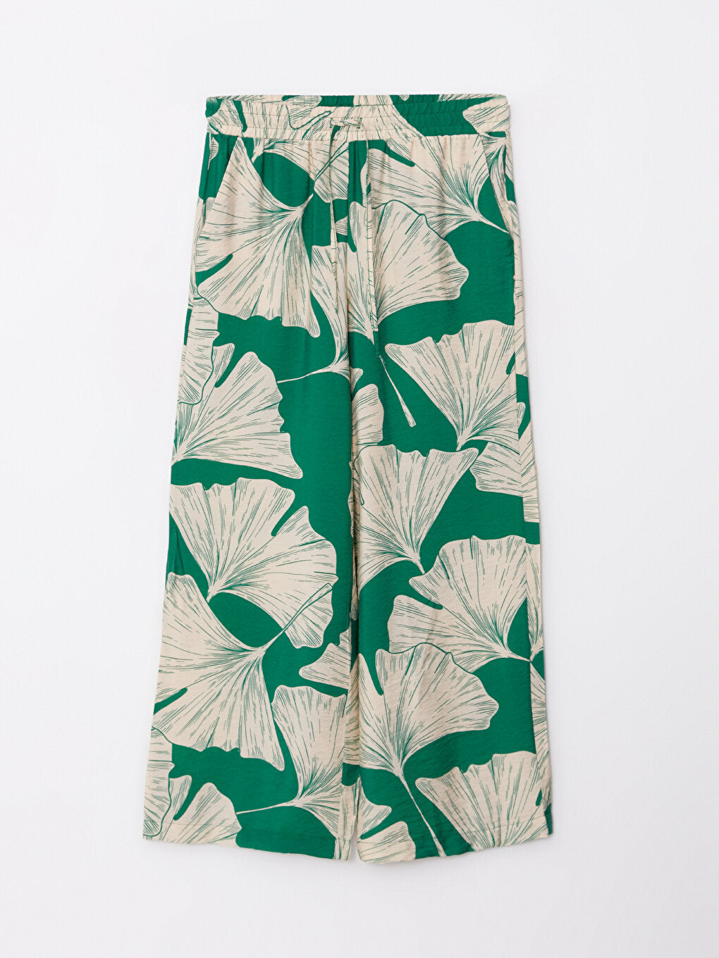 Patterned Women's Trousers with Elastic Waist