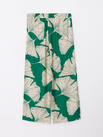 Patterned Women's Trousers with Elastic Waist