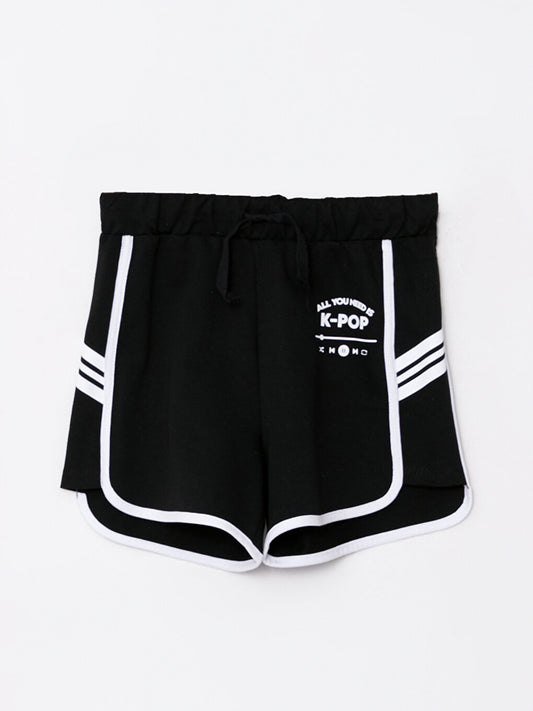 K-Pop Printed Girls' Shorts with Elastic Waist