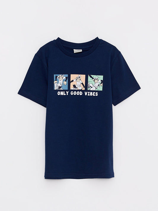 Crew Neck Nostalgic Monkey Printed Short Sleeve Cotton Boys' T-Shirt