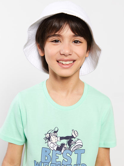 Crew Neck Nostalgic Monkey Printed Short Sleeve Boys' T-Shirt