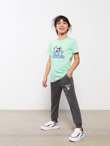 Crew Neck Nostalgic Monkey Printed Short Sleeve Boys' T-Shirt