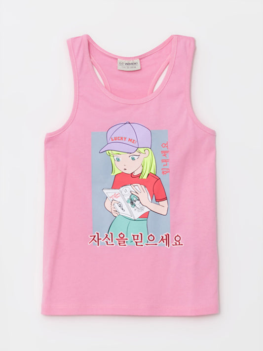 Crew Neck K-Pop Printed Cotton Girl's Undershirt